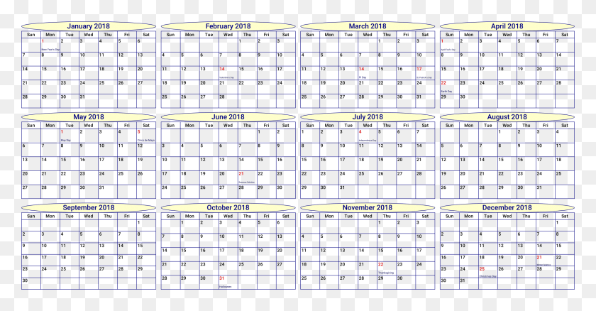 2380x1154 2018 Yearmonth Calendar Blanco Y Negro Mes Del Año Calendario, Arma, Arma, Marcador Hd Png