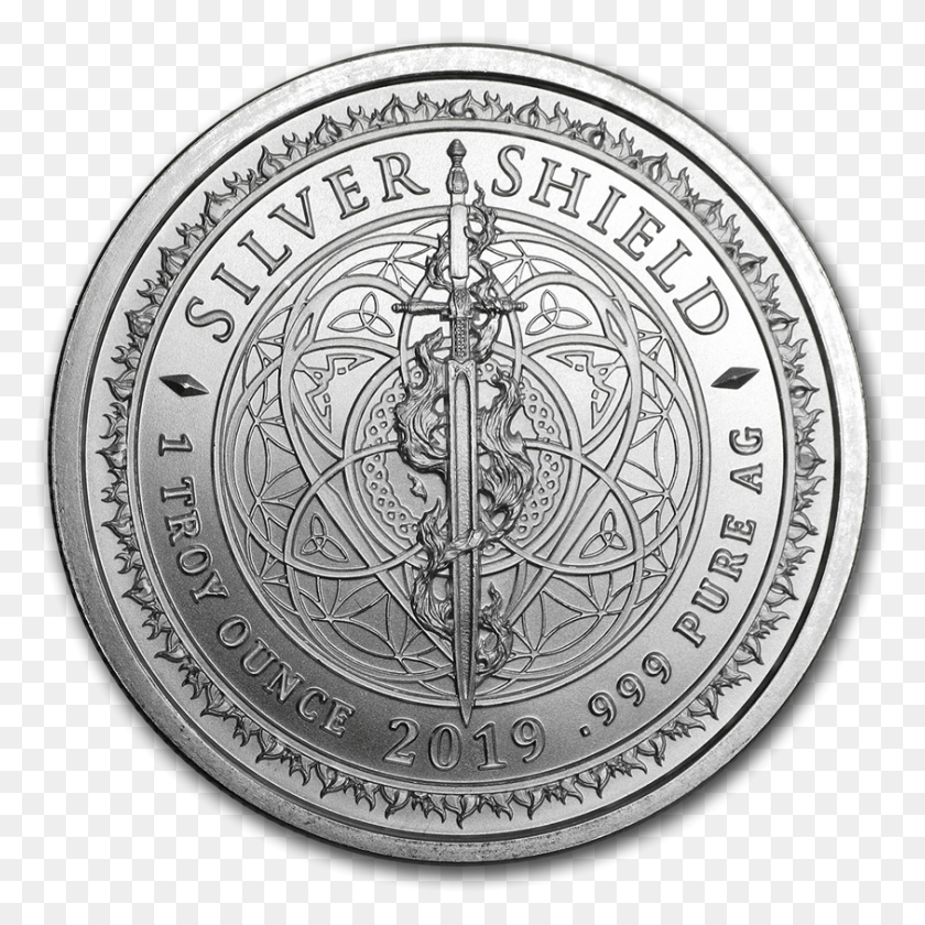 843x843 2019 1 Oz Silver Shield Round Circle, Money, Coin, Clock Tower HD PNG Download