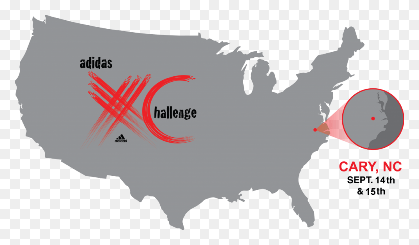 1000x555 2019 Adidas Cross Country Challenge Us Map Illustrator, Text, Diagram, Plot HD PNG Download