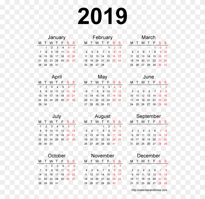 540x758 Descargar Png Calendario 2019 Archivo De Imagen Calendario 2019 Con Números De Semana, Texto, Menú Hd Png