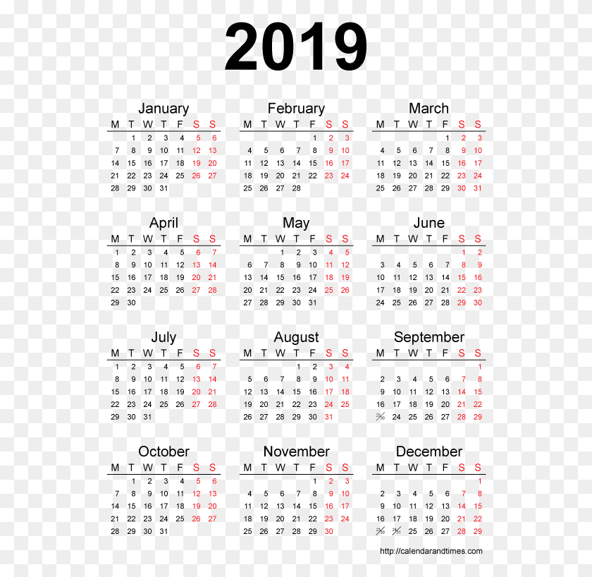 540x758 2019 Calendar Image File 2019 Calendar With Week Numbers, Text, Menu HD PNG Download