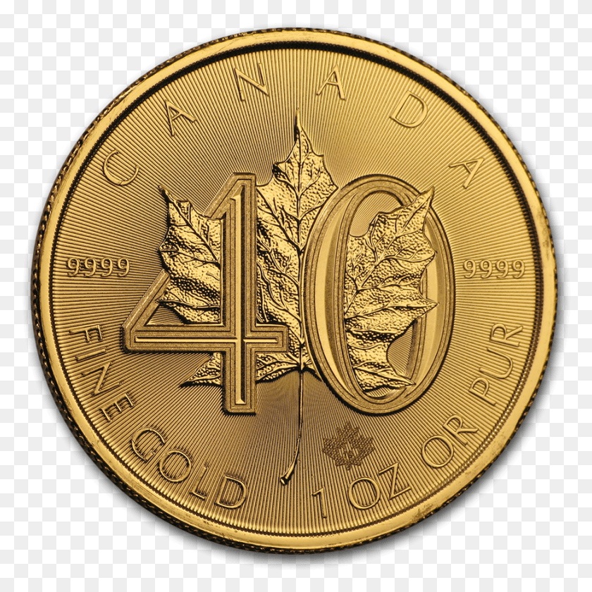 874x874 2019 Canada 1 Oz Gold Maple Leaf 40th Anniversary Bu 50 Dollar Canada 2019, Coin, Money, Clock Tower HD PNG Download