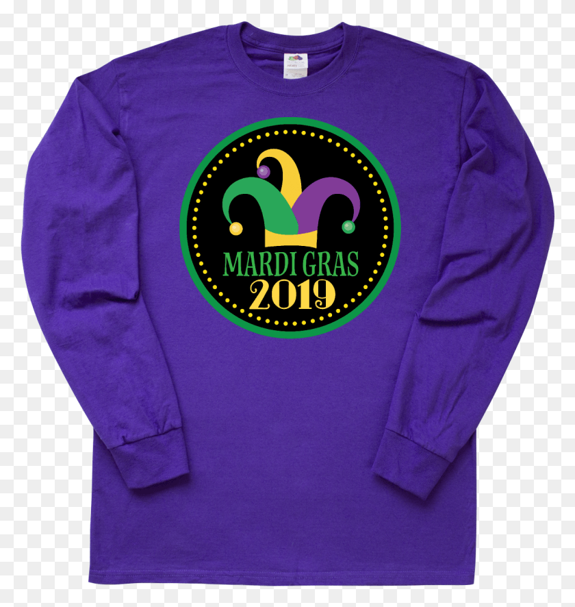 1128x1195 2019 Mardi Gras Jester Hat Long Sleeve T Shirt Purple Mardigras 2019 T Shirt, Clothing, Apparel, Long Sleeve HD PNG Download