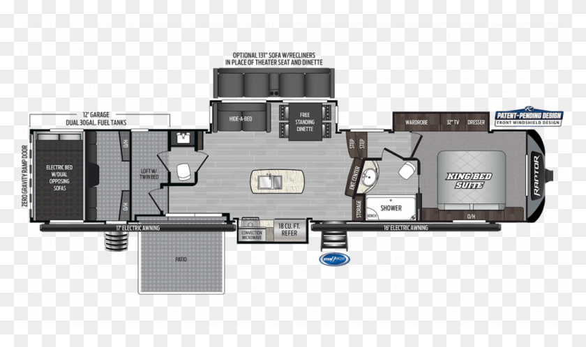 1004x565 2019 Raptor 428sp Floor Plan Img Raptor 428sp Floor Plan, Floor Plan, Diagram, Transportation HD PNG Download
