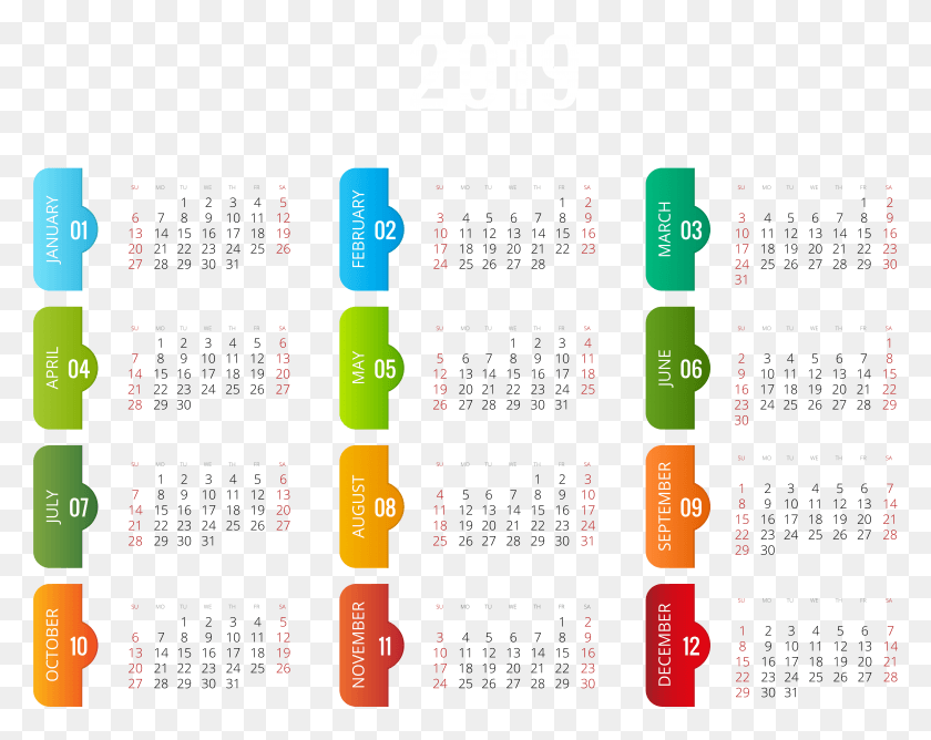 7901x6163 2019 Прозрачное Изображение Календаря, Текст, Цифровые Часы, Часы Hd Png Скачать