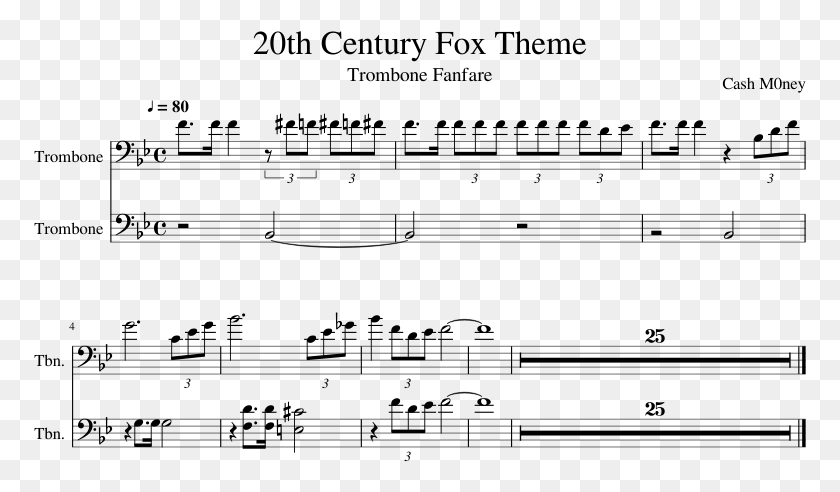 773x432 20th Century Fox Theme Sheet Music Composed By Cash Sheet Music, Gray, World Of Warcraft HD PNG Download