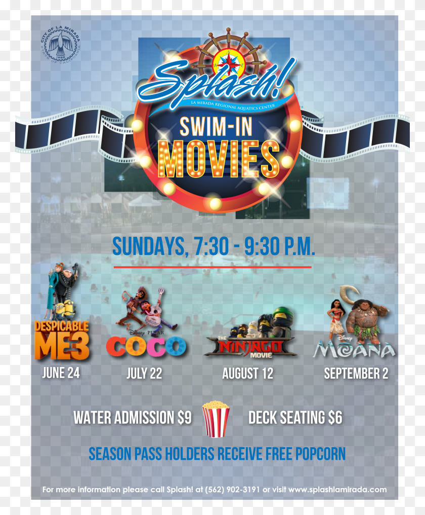 2523x3095 23 18 Swim In Movies Flyer Splash La Mirada HD PNG Download