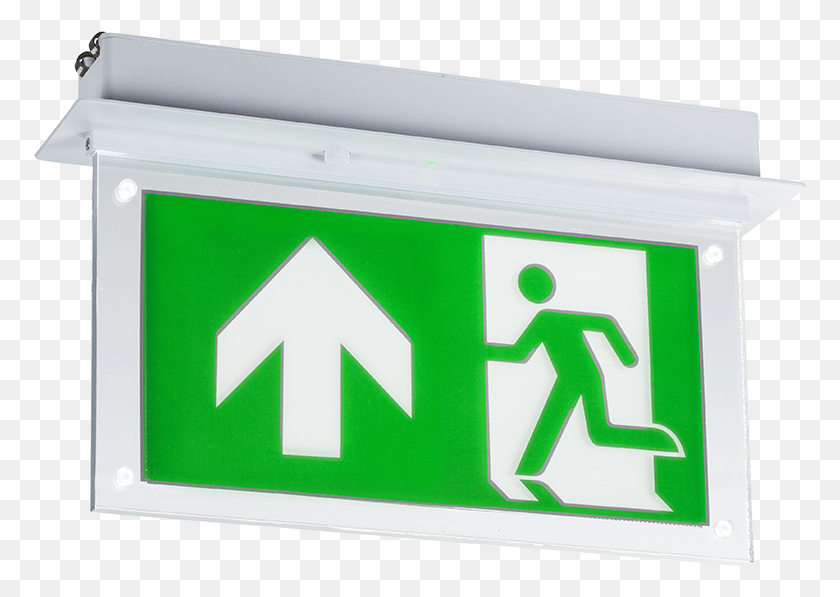 773x537 2w Recessed Led Emergency Exit Sign Emergency Exit Sign Lamp, Symbol, Road Sign, Sign HD PNG Download