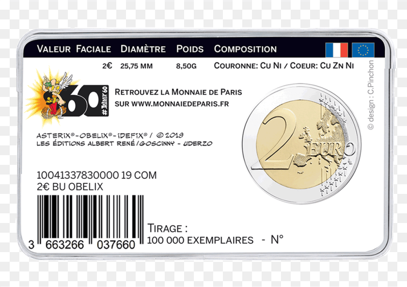 1025x722 3 2 Euro Coin Asterix, Text, Document, Person, Driving License Transparent PNG