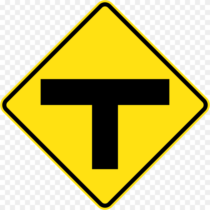 3 T Junction Clipart, Sign, Symbol, Road Sign Transparent PNG