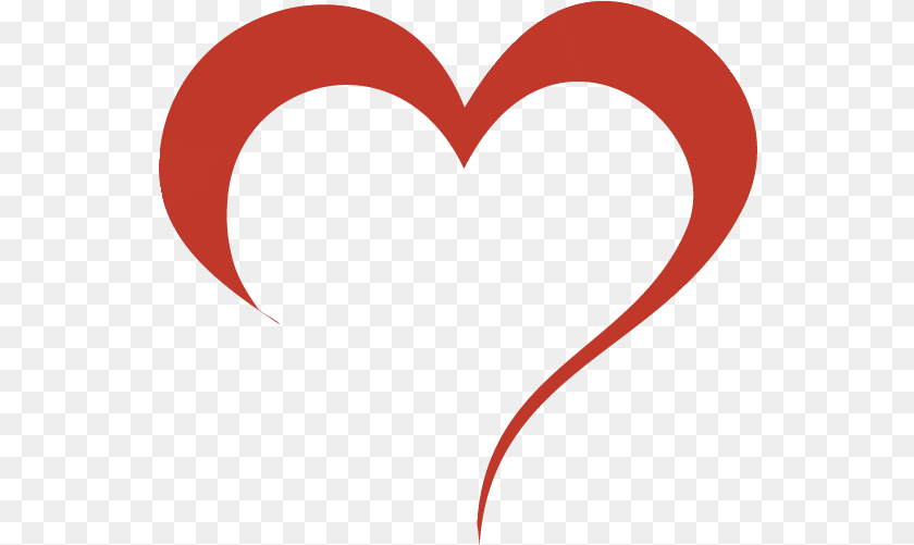 551x501 Red Heart Outline, Logo Sticker PNG