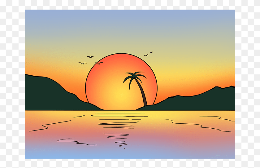 681x482 36715 2018 01 01 60 Kb 680 Px 678 Px Easy Sunsets To Draw, Outdoors, Nature, Sky HD PNG Download