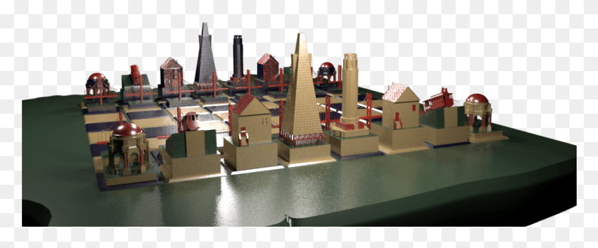 961x357 3d Chess Set Of San Francisco Skyline Created In Maya Scale Model, Building, Architecture, Monument HD PNG Download