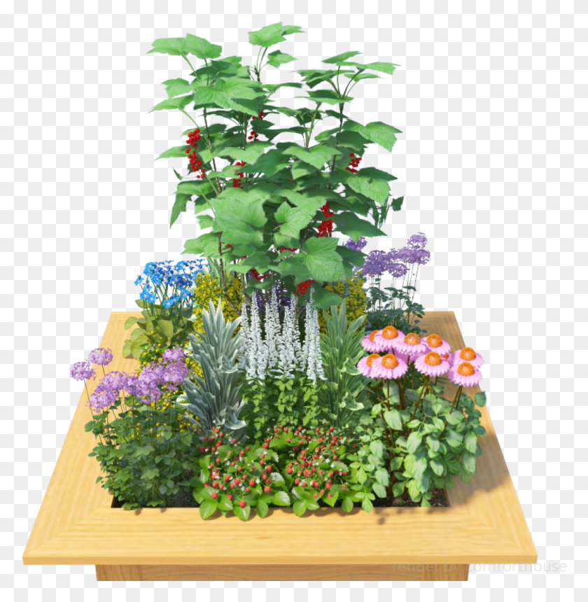1066x1094 3d Decorative Flower Bed Parlour Maple, Potted Plant, Plant, Vase HD PNG Download