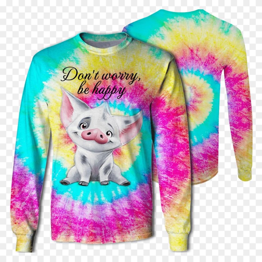 1200x1200 3d Don T Worry Pig Tshirt Long Sleeved T Shirt, Clothing, Apparel, Sleeve HD PNG Download