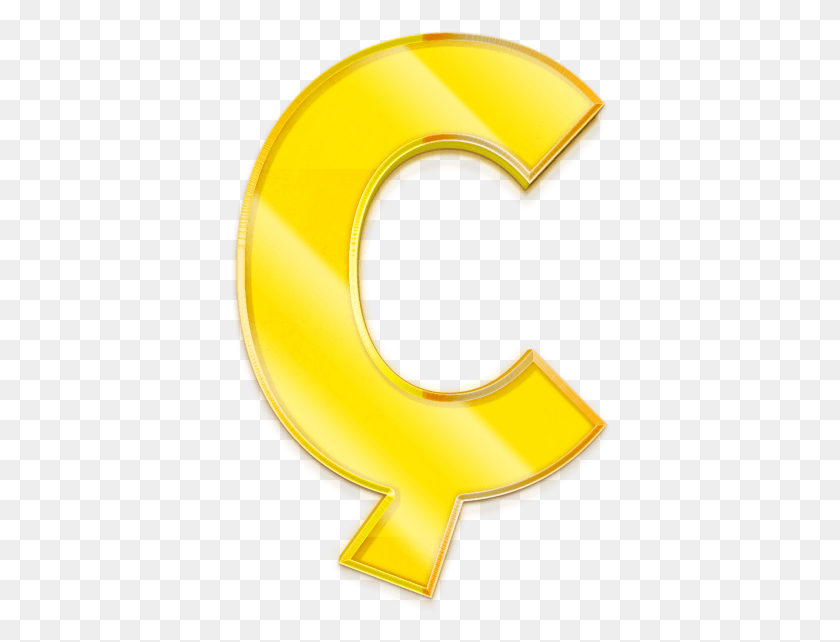 380x582 3d Golden Letter Crescent, Number, Symbol, Text HD PNG Download