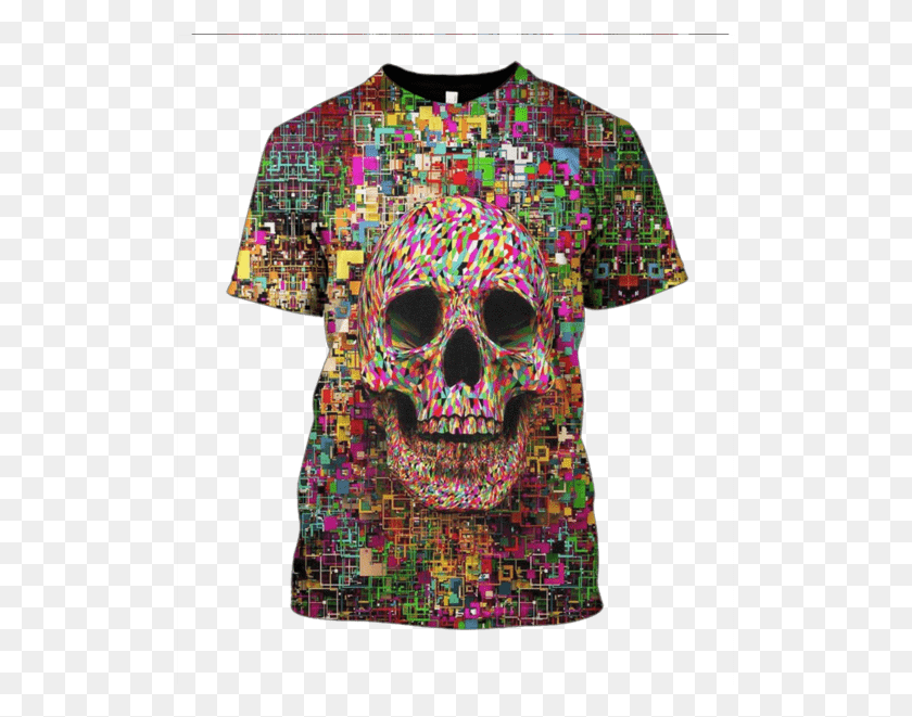 515x601 3d Halloween Skull Hoodie Skyharbor Band T Shirt, Clothing, Apparel, Robe HD PNG Download