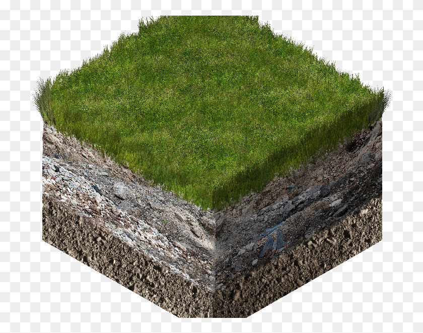 727x601 3D Изометрический Куб Почвы И Травы, Поперечное Сечение, Почва, 3D, Ковер, Мох, Растение, Hd Png Скачать