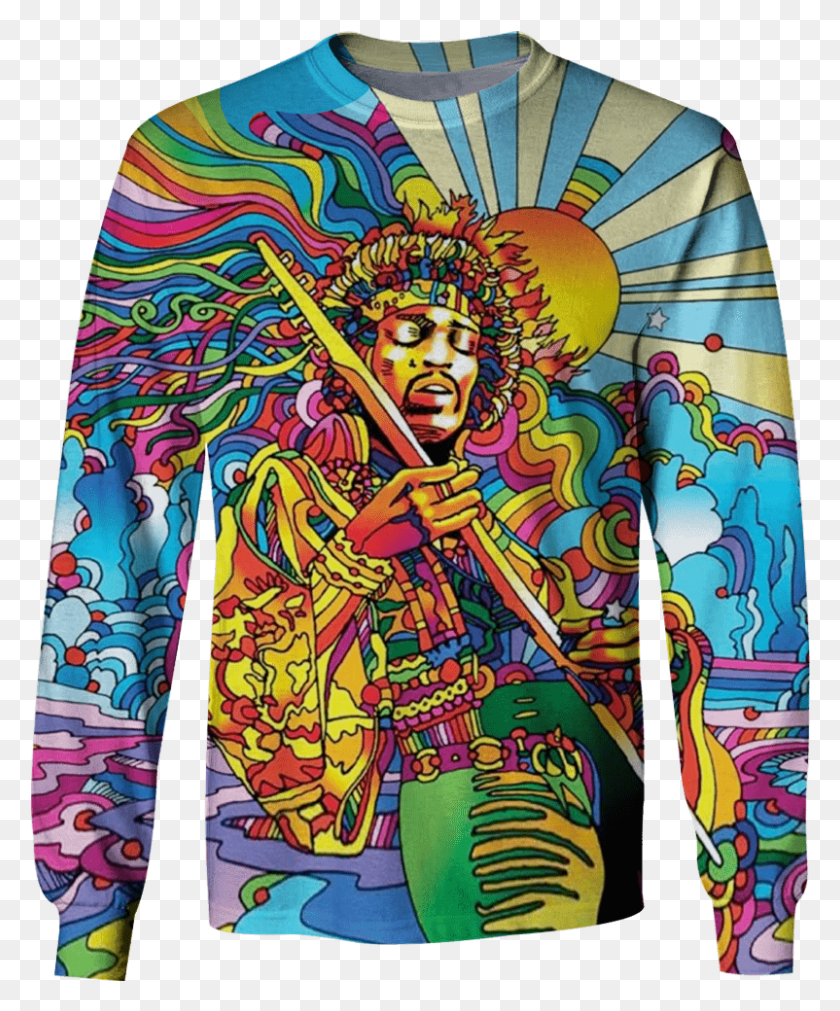 802x978 3d Jimi Hendrix Full Print T Shirt Psychedelic Art Facebook Cap, Person, Sea HD PNG Download