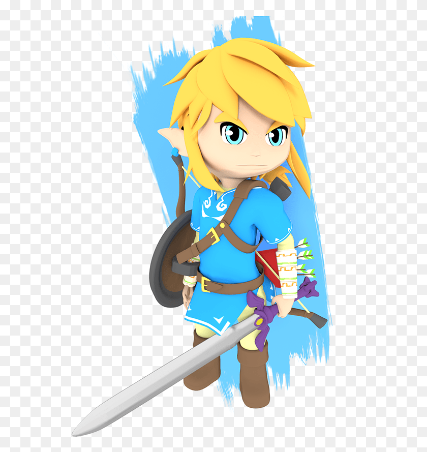 561x829 3d Model Of Link In Chibitoon Style Of The Game The Zelda Breath Of The Wild 3d Models, Graphics, Clothing HD PNG Download