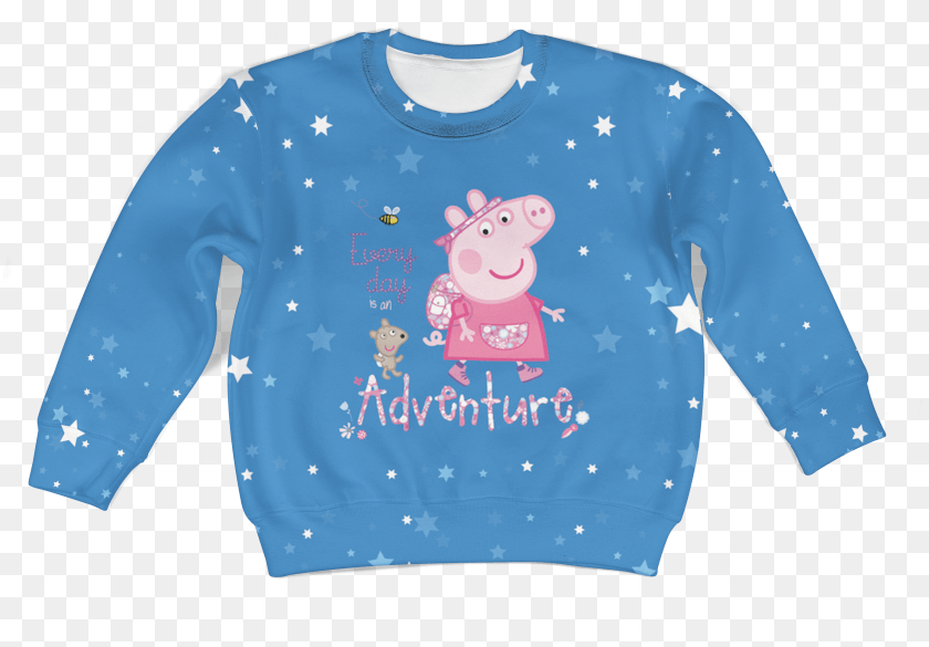 3648x2542 3d Peppa Pig Everyday Is An Adventure Full Print Hoodie, Clothing, Knitwear, Long Sleeve, Sleeve Clipart PNG