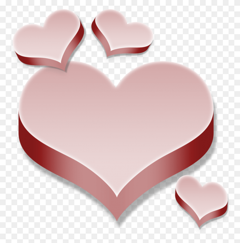 865x880 3d Pink Heart, Heart, Flower, Plant HD PNG Download