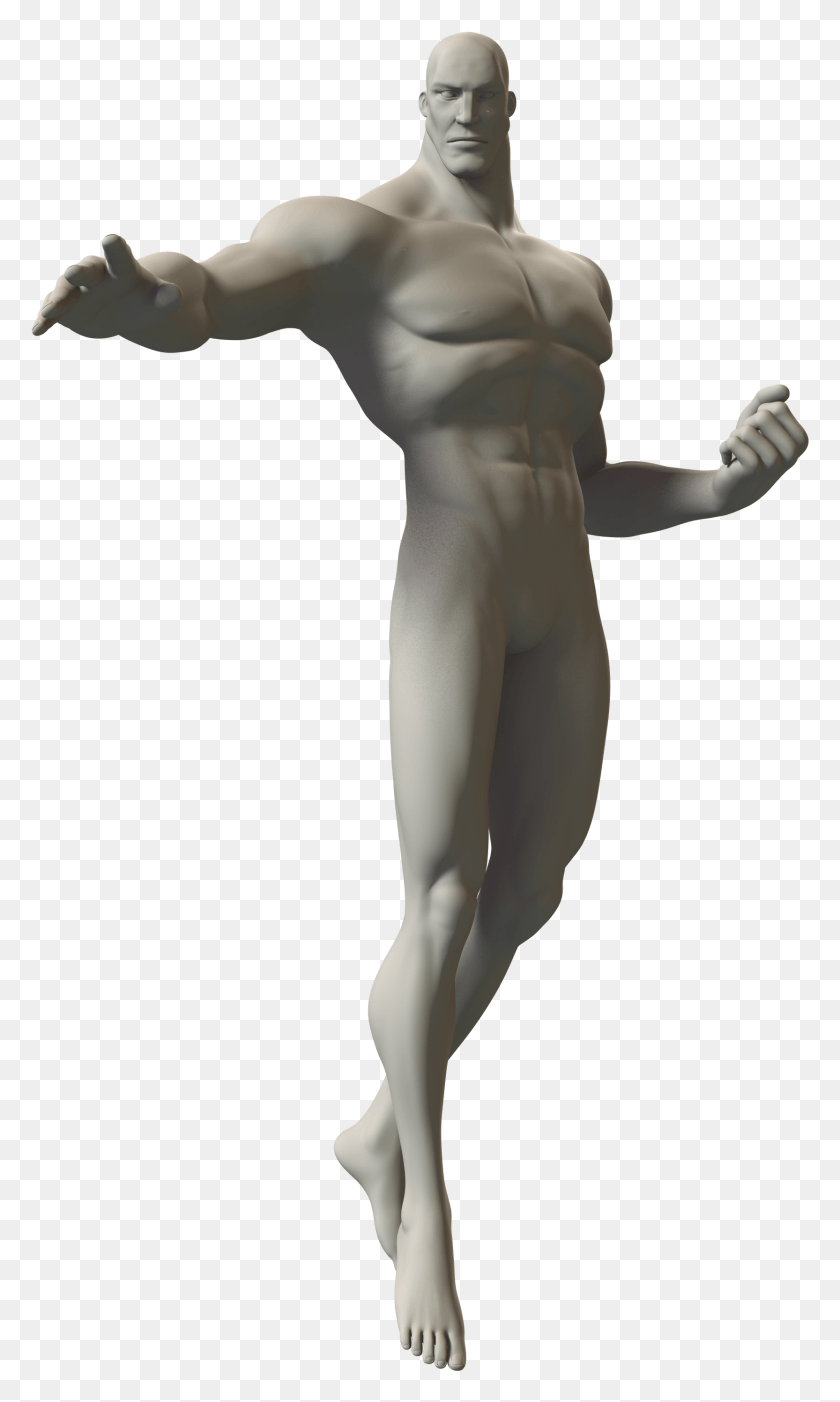 1665x2866 3d Sketch Of A Superhero In A Power Flying Pose Statue, Sculpture, Person HD PNG Download
