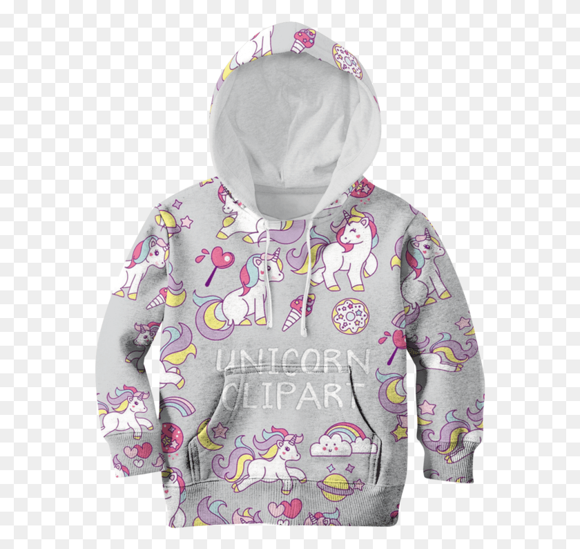 567x734 3d Unicorn Clipart Full Print Hoodie T Shirt Hoodie, Clothing, Apparel, Sweatshirt HD PNG Download