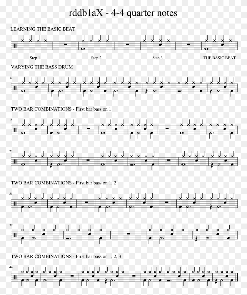 779x943 4 Quarter Notes Sheet Music 1 Of 1 Pages Sheet Music, Gray, World Of Warcraft HD PNG Download