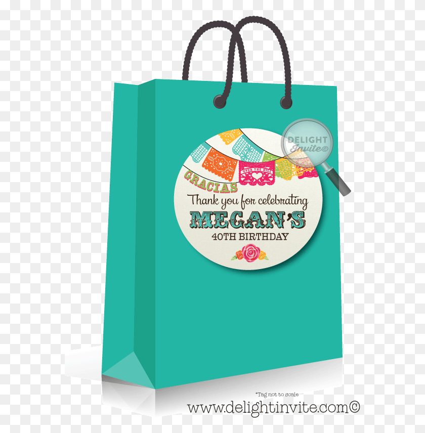 585x796 40th Birthday Mexican Fiesta Sticker Tags Di 455st Tiki Thank You Tags, Shopping Bag, Bag, Flyer HD PNG Download