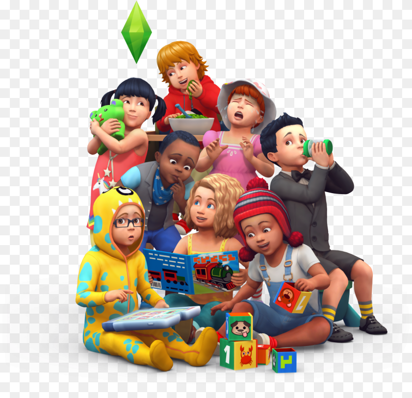 The Sims 4 Logo, Baby, Person, Clothing, Hat Sticker PNG