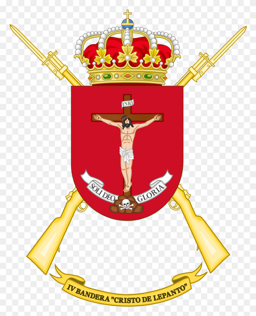 806x1007 4th Spanish Legion Flag Cristo De Lepanto Coat Of Arms Cuesta, Armor, Cross, Symbol HD PNG Download