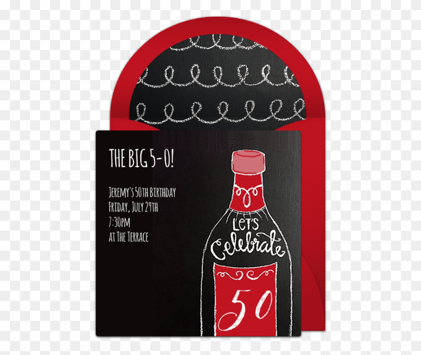 469x648 50th Champagne Chalkboard Online Invitation Glass Bottle, Coke, Beverage, Coca HD PNG Download