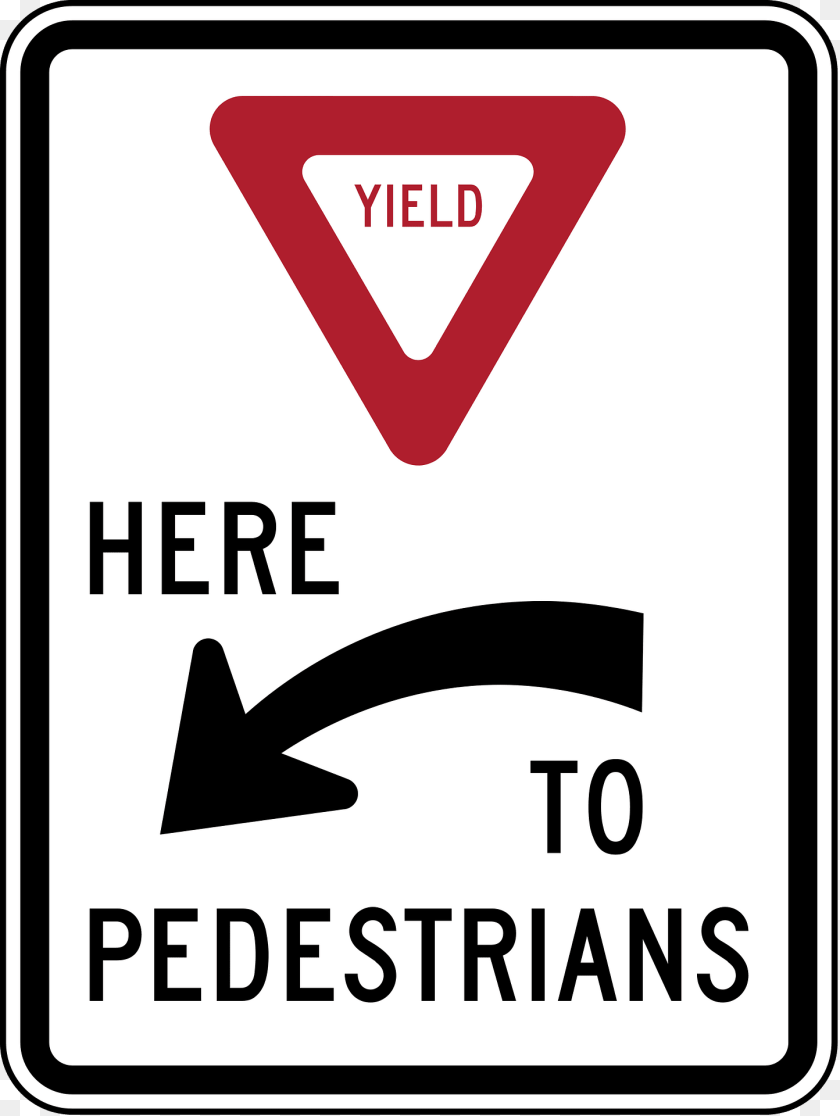 1445x1920 5a Yield Here To Pedestrians Clipart, Sign, Symbol, Road Sign Transparent PNG