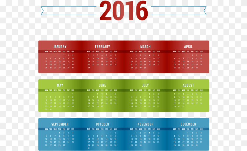 585x516 2016 Calendar, Text Sticker PNG