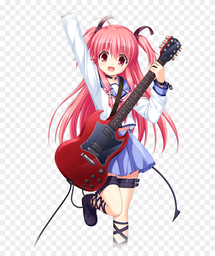 583x940 750x940 Ab Character Yui Image Angel Beats Yui Guitar, Leisure Activities, Musical Instrument, Person HD PNG Download