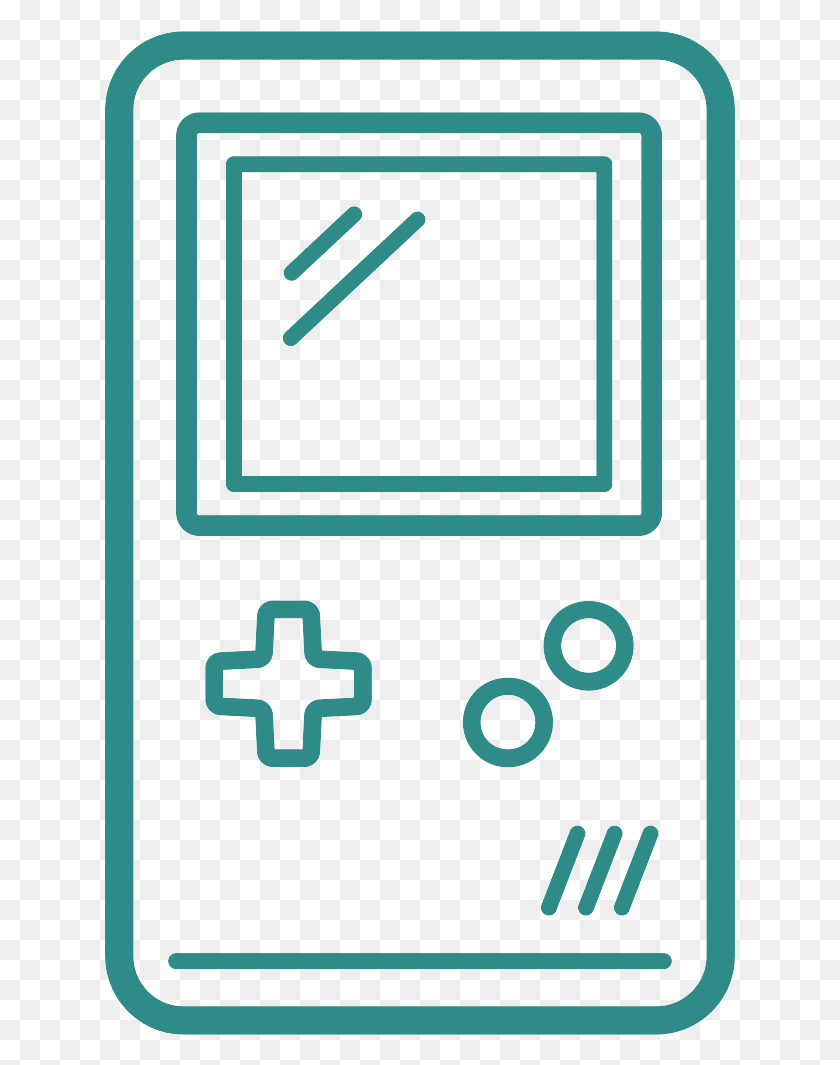 631x1005 8 Bit Sounds Game Boy Outline, Electronics, Phone, Hand-held Computer HD PNG Download