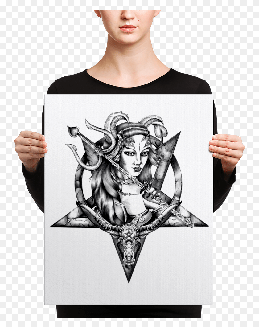 749x1001 A 16 By 20 Inches Canvas Print Featuring Succubus That Canvas Print, Hand, Person, Human HD PNG Download