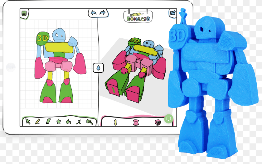 A 3d Model Of A Robot Created With Doodle3d Drawing, Toy, Baby, Person Sticker PNG