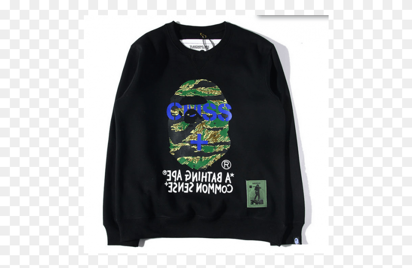 500x486 A Bathing Ape Cmss Common Sense Sweater Long Sleeved T Shirt, Clothing, Apparel, Sleeve HD PNG Download