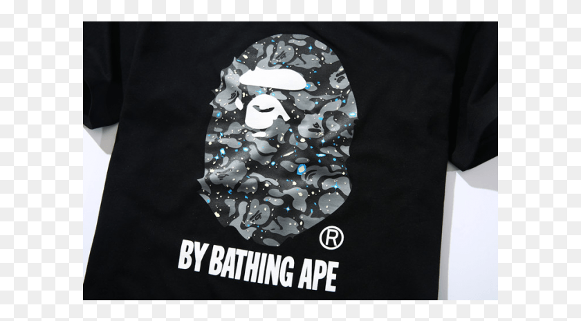601x404 A Bathing Ape Fluorescent Logo T Shirt Bathing Ape Black Tshirt, Advertisement, Poster, Text HD PNG Download