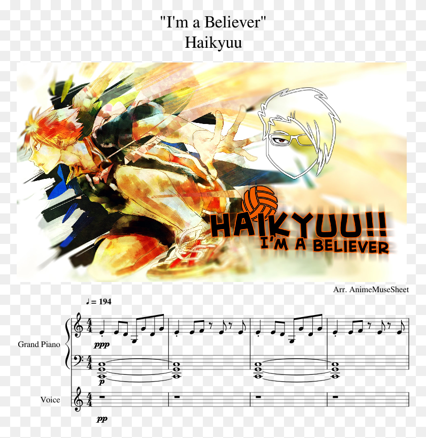 775x802 A Believer Haikyuu Sheet Music Composed By Arr Haikyuu, Graphics, Plant HD PNG Download
