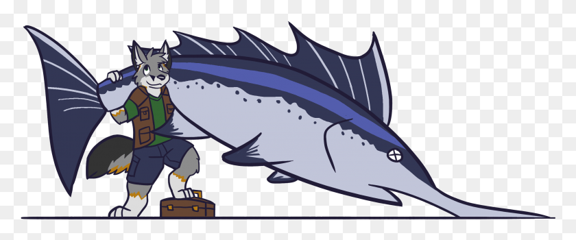 2715x1011 A Big Sword Fish Cartoon, Tuna, Sea Life, Animal HD PNG Download