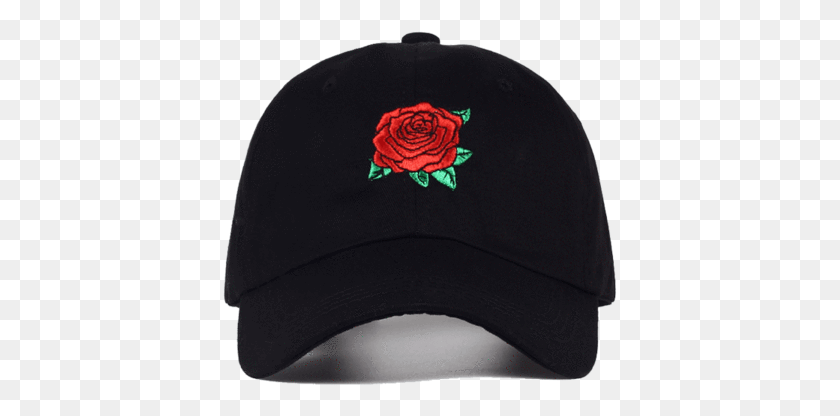 395x356 A Black Baseball Cap That Shows A Red Rose On It Casquette Simple, Clothing, Apparel, Cap HD PNG Download