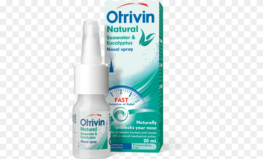 381x509 A Bottle Of Otrivin Clear With Seawater And Eucalyptus Otrivin Sea Water Nasal Spray, Lotion, Cosmetics PNG