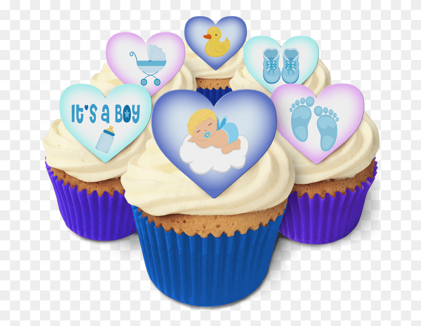 674x591 A Boy 24 Heart Toppers With A Choice Of 3 Baby Fortnite Cupcake Rings, Cream, Cake, Dessert HD PNG Download
