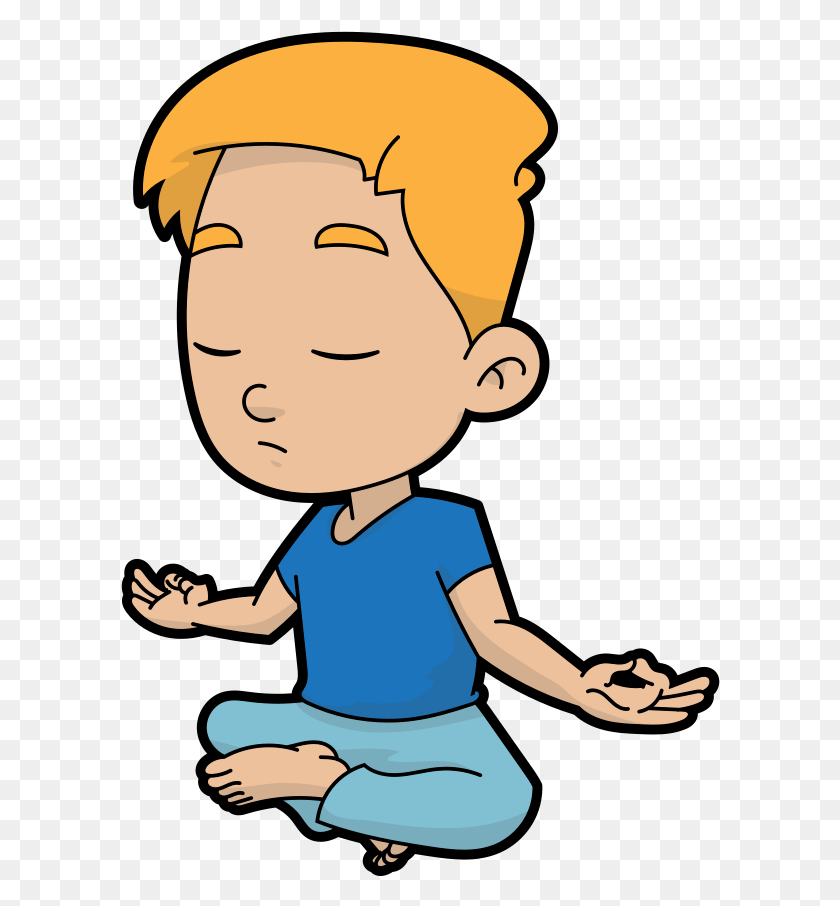 600x846 A Calm Cartoon Guy In Meditation Meditation Cartoon, Person, Human, Kneeling HD PNG Download