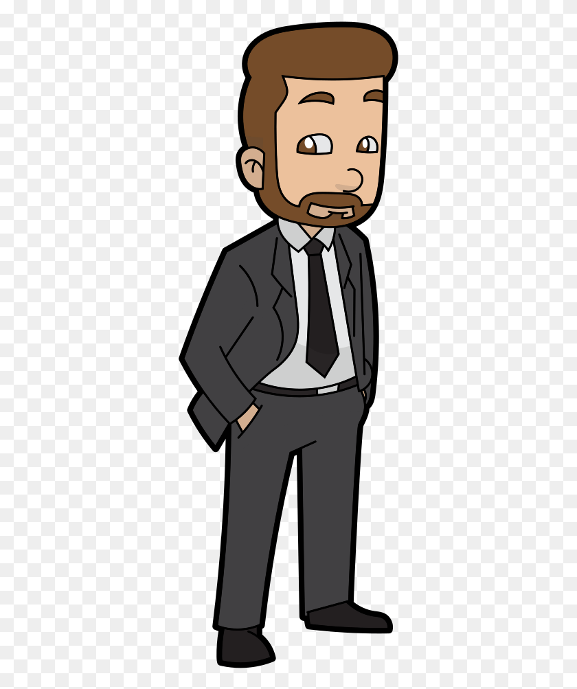 321x943 A Cartoon Businessman With Beard Cartoon Man With Beard, Clothing, Apparel, Tie HD PNG Download