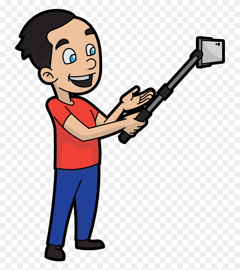 737x884 A Cartoon Man Filming A Video Selfie Cartoon, Person, Human, Female HD PNG Download