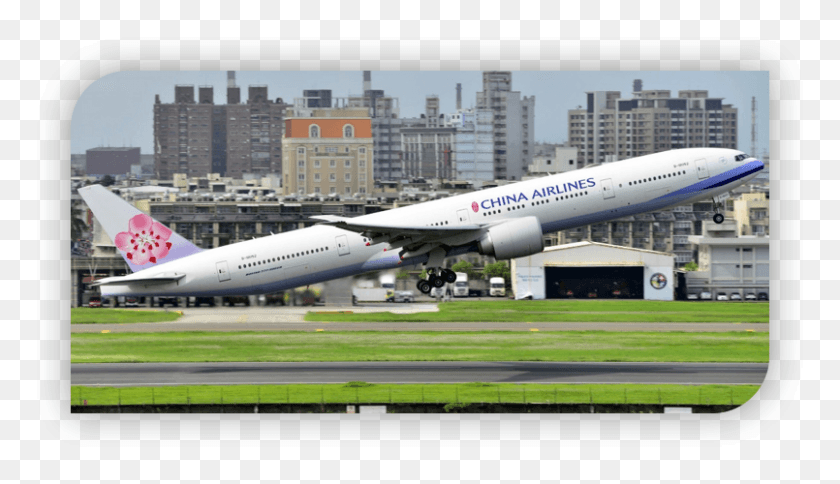 805x438 A China Airlines Boeing 777 300er Takes Off From Taiwan39s Boeing, Airplane, Aircraft, Vehicle HD PNG Download